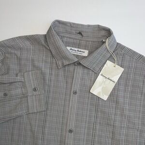 NEW Tommy‎ Bahama Shirt Mens Large Bahama Coast Sandbar Stripe Gray Long Sleeve